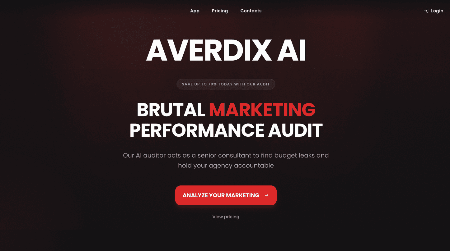 Averdix website showcase primary view